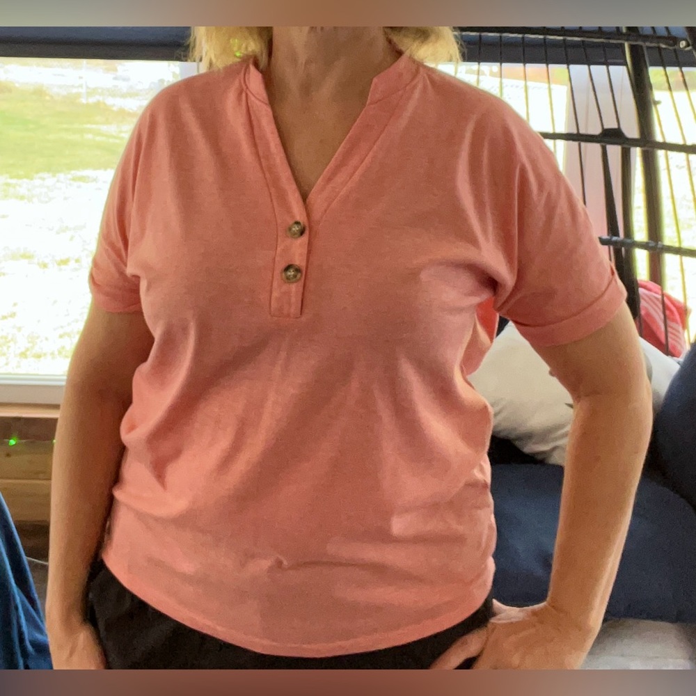 Pink Double button T shirt